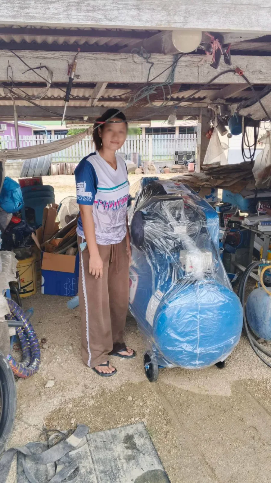 ภาพส่งมอบ ปั๊มลมสายพาน ETP ขนาด 380 ลิตร มอเตอร์ 7.5HP รุ่น HTA-80 (16Bar) (ระบบไฟ 220V) รูปที่ 1