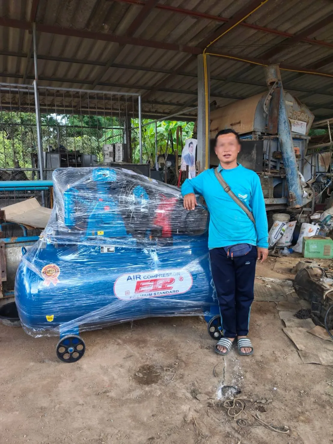 ภาพส่งมอบ ปั๊มลมสายพาน ETP ขนาด 520 ลิตร มอเตอร์ 10HP รุ่น HTA-100 (Two Stage) จังหวัดลำปาง รูปที่ 1