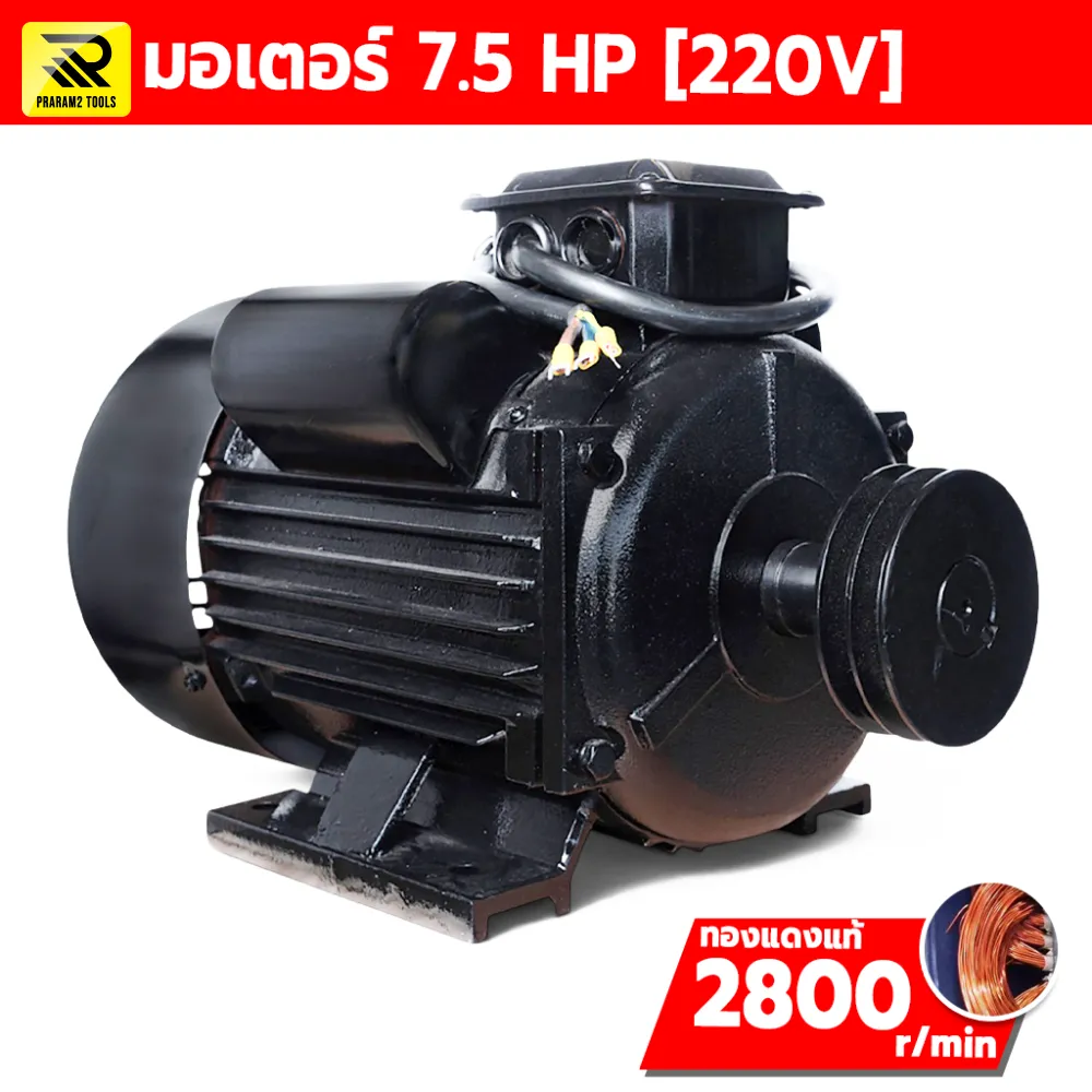 มอเตอร์ไฟฟ้า ETP 7.5 HP 220V รอบเร็ว 2800 RPM ขดลวดทองแดง